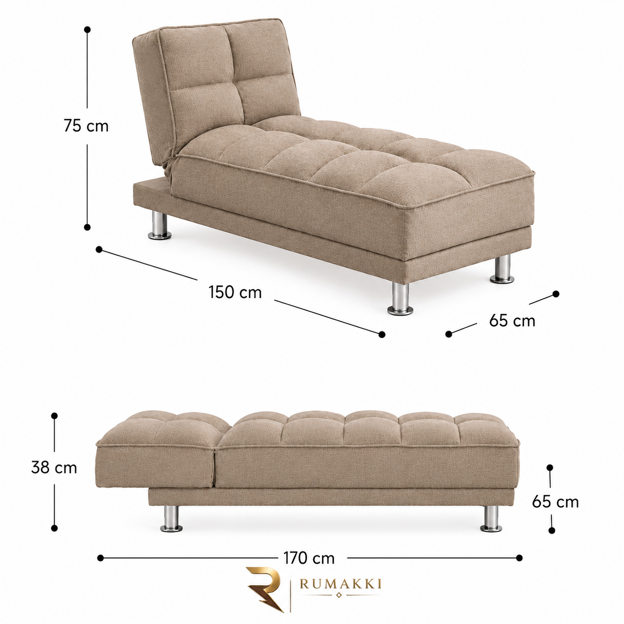 Sofa Bed Single Minimalis Premium - Mocca