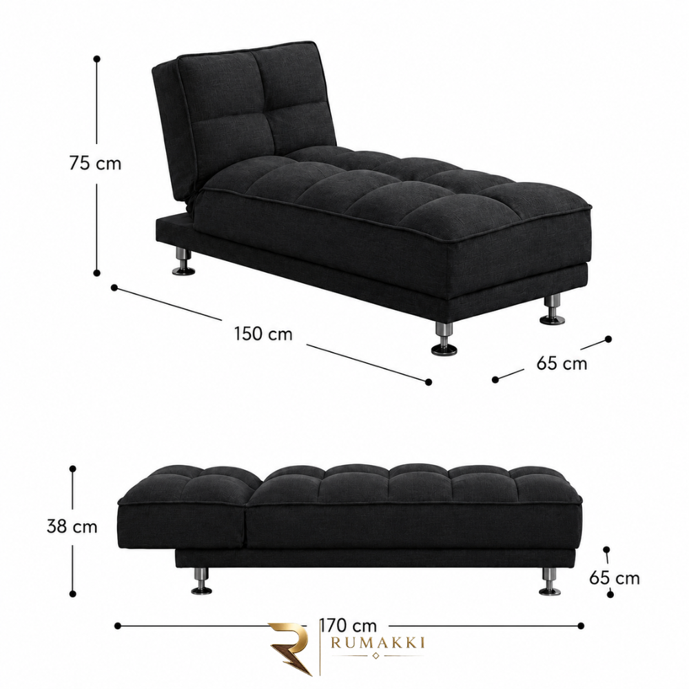 Sofa Bed Single Minimalis Premium - Hitam